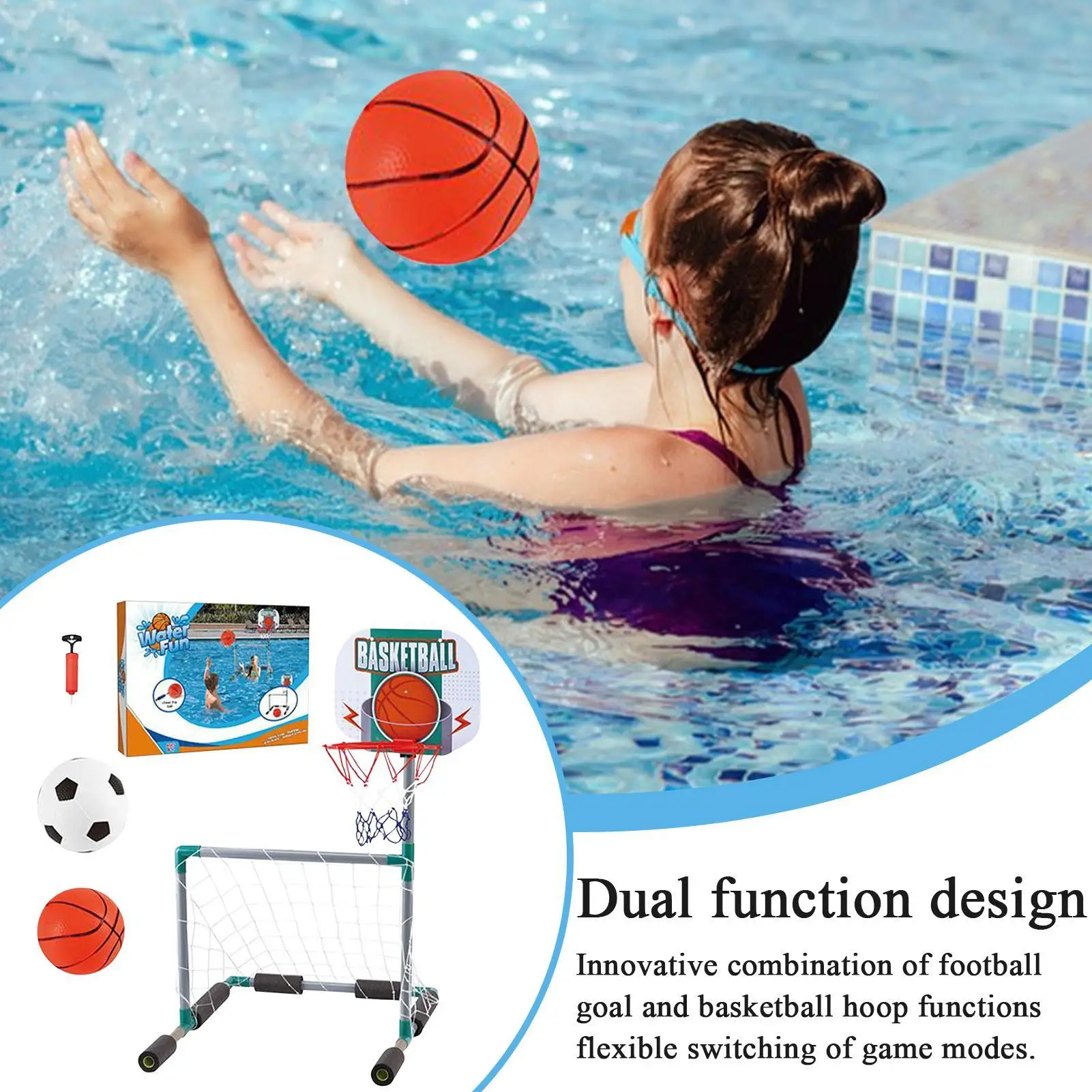 

Баскетбольное кольцо для бассейна, летняя водная игра, интерактивная плавающая водная игра для летних вечеринок на открытом воздухе, пляжа, взрослых, детей, сад