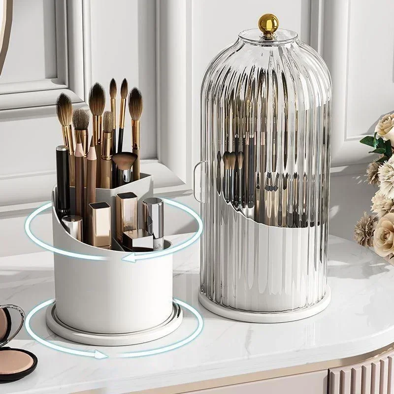 

360 Rotating Makeup Brush Holder Desktop Makeup Organizer Cosmetic Storage Box Lipstick Eyebrow Pencil Holder Jewelry Container