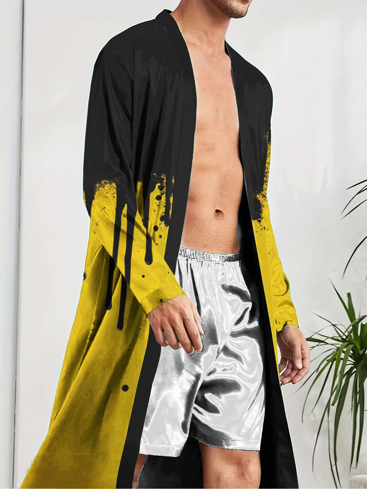 1pcs Men's Robes 2026 Spring/Summer 3D Printed Sleepwear Breathable Funny pajamas Shower robe Graphic Robes dressing gown