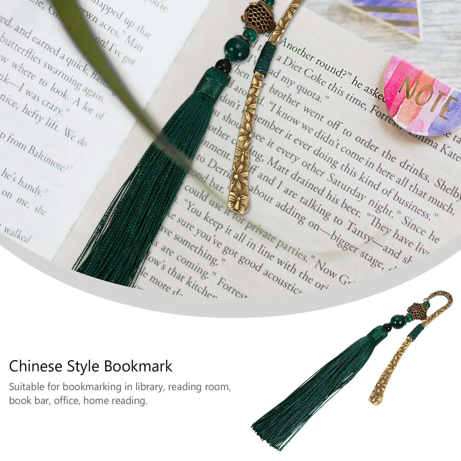 

Chinese Style Vintage Bookmarks Practical Polyester Alloy Tassel Bookmarkers Souvenirs Retro Bookmarks Metal Markers Student