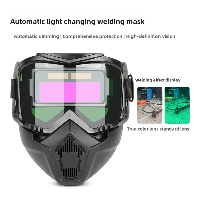 Masque de soudage à lumière Variable automatique Harley monté sur la tête, masque de protection Anti-éblouissement pour soudeur, capuchon de soudage fendu amovible