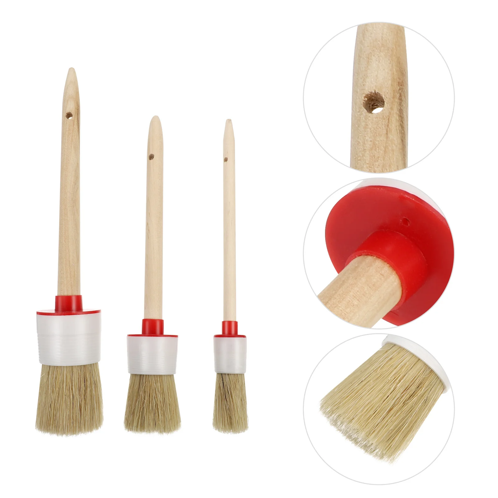 Set di pennelli con setole con manico in legno da 3 pezzi per vernice acrilica per pittura a olio per uso domestico Pennello per artista Manico in legno per uso domestico