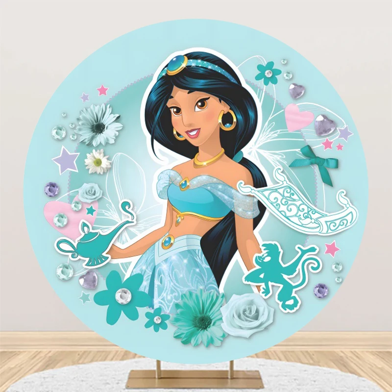 Princess Sofia Jasmine Cinderella Rapunzel Theme Round Birthday Party Backdrop Photozone Prop Kids Girls Party Supplies