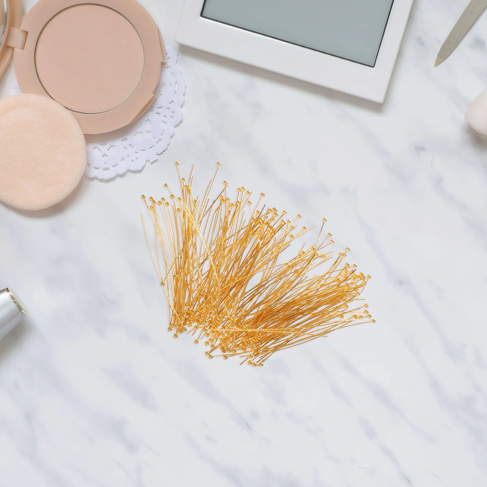 

200pcs Ball Head Pins 50Mm Round Copper Beading Jewelry Making Accessories Durable Long Pins For Earring Bracelet Necklace Craft