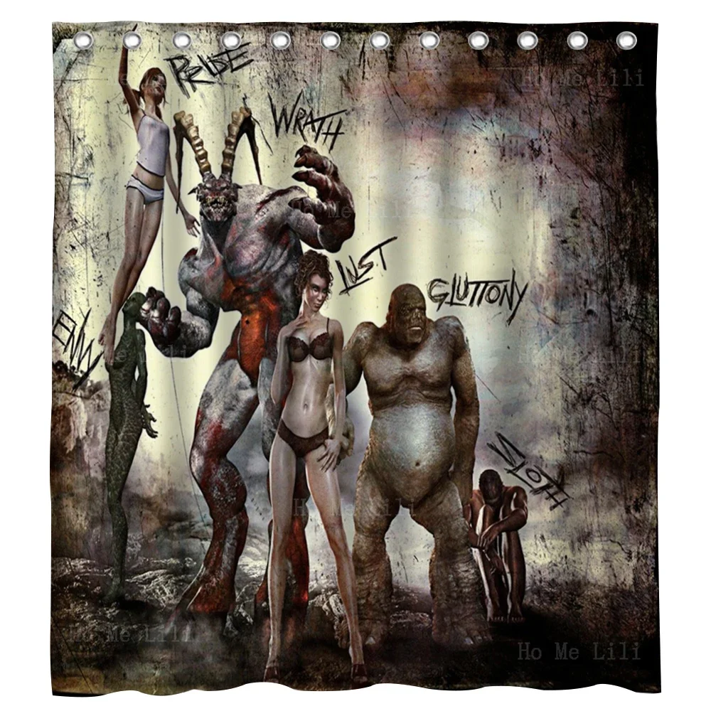 Seven Deadly Sins Humanity Fights Against The Temptations Of Darkness Special Design Shower Curtain With Hooks By Ho Me Lili