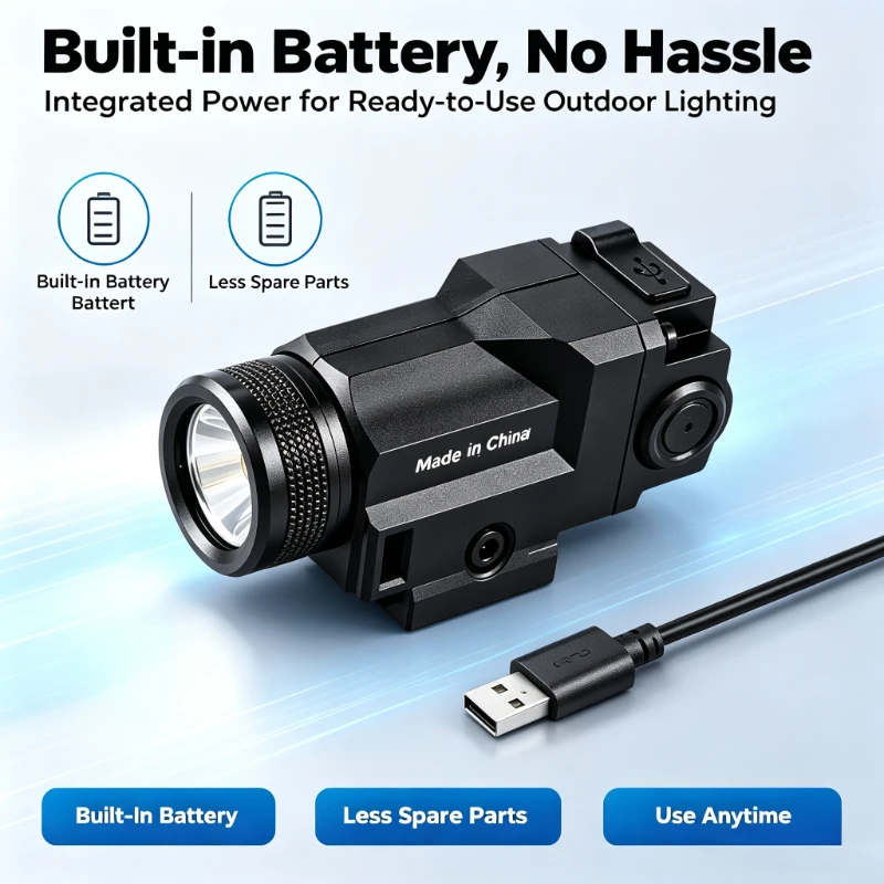 Outdoor Night Toy Accessory Nylon Rail Mount LED Light Built-in Battery USB Charging 20mm Rail Compatible