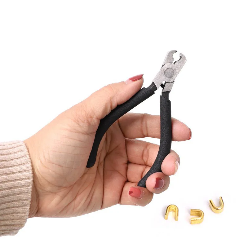 5 Inch Nickel Iron Copper Clasp Pliers with Black Anti Slip Dipped Handle for Jewelry Making Beading DIY Installation Tool Gift