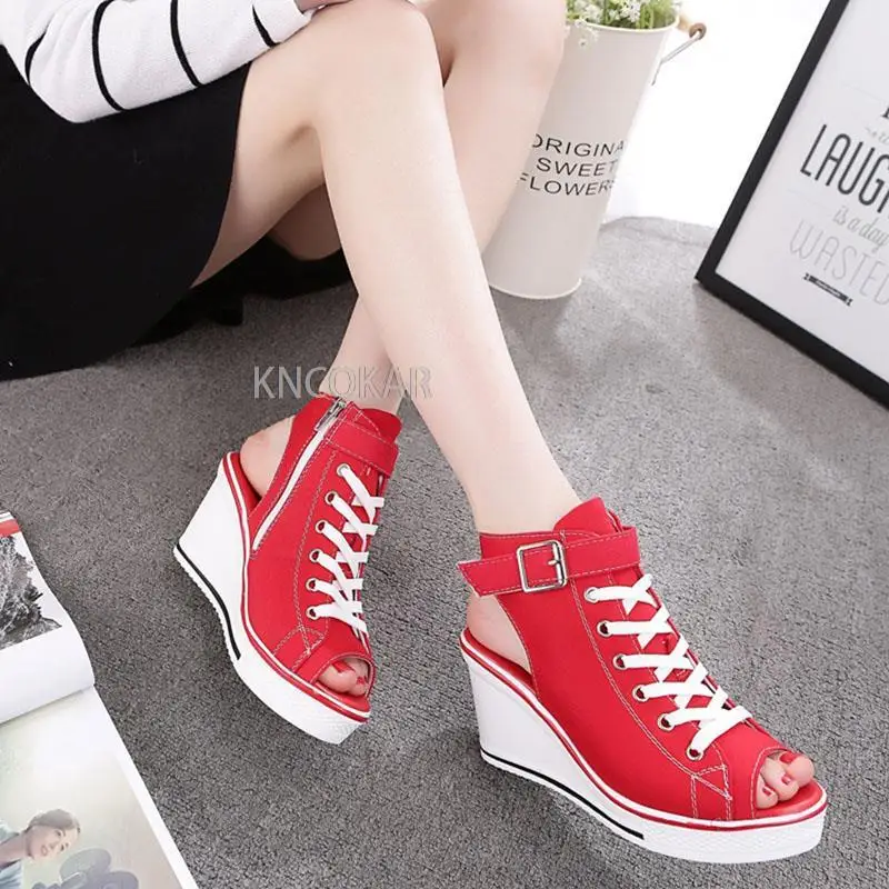 Femmes sandales nouvelle dame plate-forme sandales à talons compensés fermeture éclair confortable femmes sandales bout ouvert décontracté chaussures de sport d'été