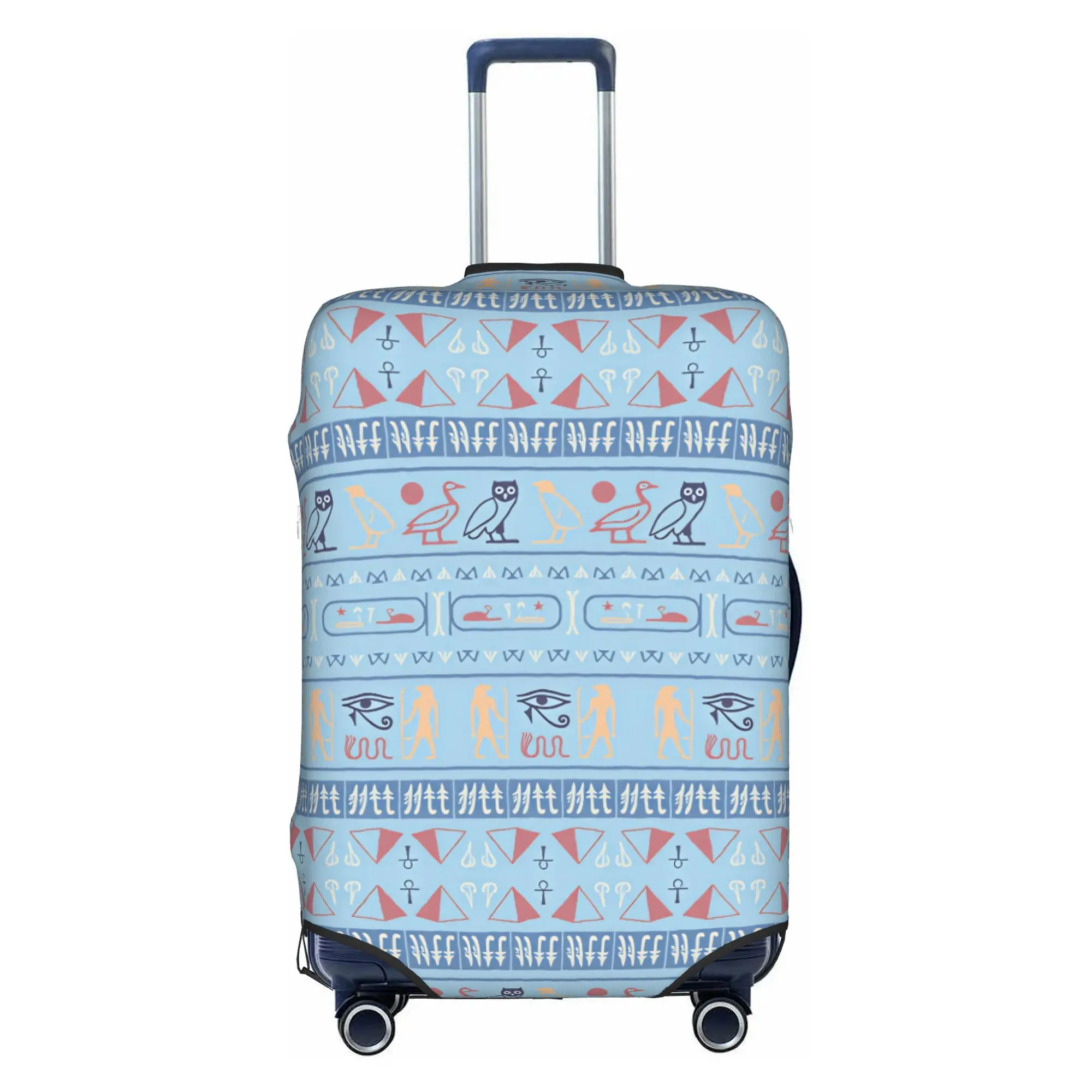 Funny Egyptian Pyramids Hieroglyphs Luggage Cover Protector Washable Ankh Eye of Horus Travel Suitcase Covers