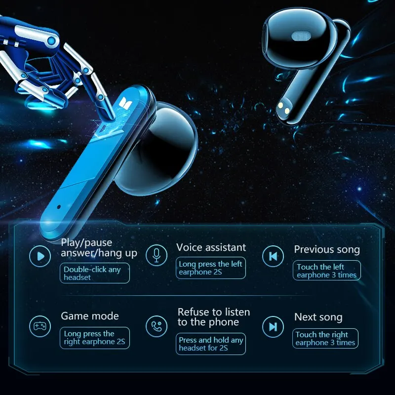 Monster XKT09 earphone Bluetooth 5.2 TWS, Headset Gaming nirkabel mengurangi kebisingan latensi rendah IPX4 anti air