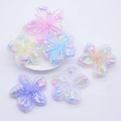 12Pcs 50mm Candy Color Flower Applique for DIY Headwear Hair Clips Decor Clothes Hat Sewing Supplies Accessories Patches