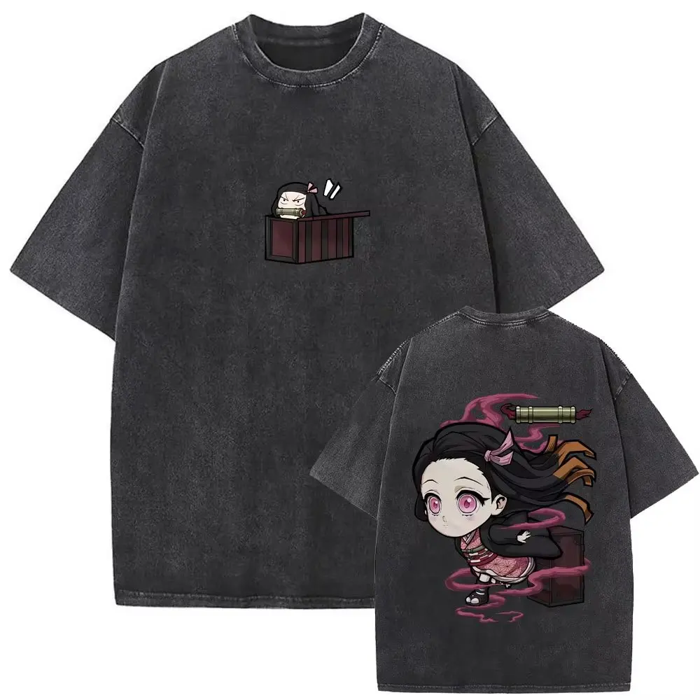 

Akaza Demon Slayer Graphic T-shirt for Men Women Clothing Anime Vintage Washed T Shirt Oversized Short Sleeve Casual Cott