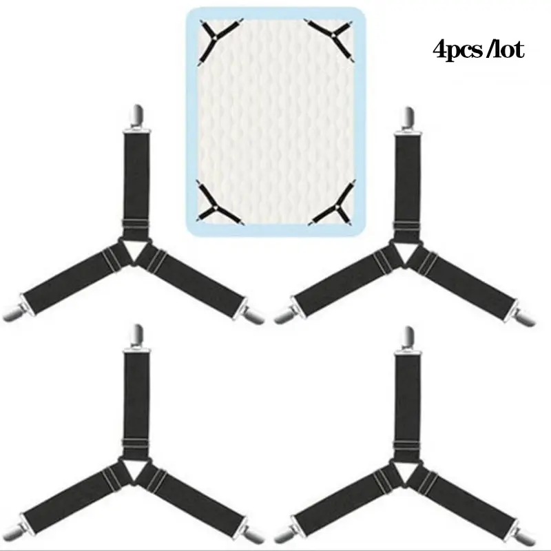 4 Stück dreieckige Bettlakenhalter, Spannbettlaken-Clips, verstellbare Bettlaken-Hosenträger, Matratzengreifer-Clips für Bett, Matratzenbezug – Detail 7