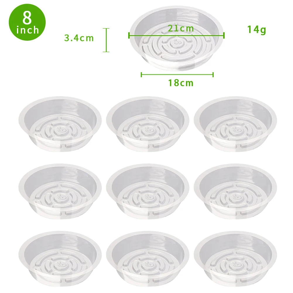 6/8/10/12 Inch Plastic Plant Saucer Selectable Clear Plant Saucers FlowerPot Garden Indoor Plant Care Transparent Drip Trays Set