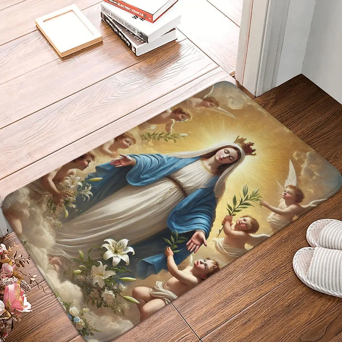 Virgin Mary Of Guadalupe Religious Art Doormat Kitchen Entrance Home Floor Mat Anti-slip Carpet Rug for Bathroom Footpad Mats