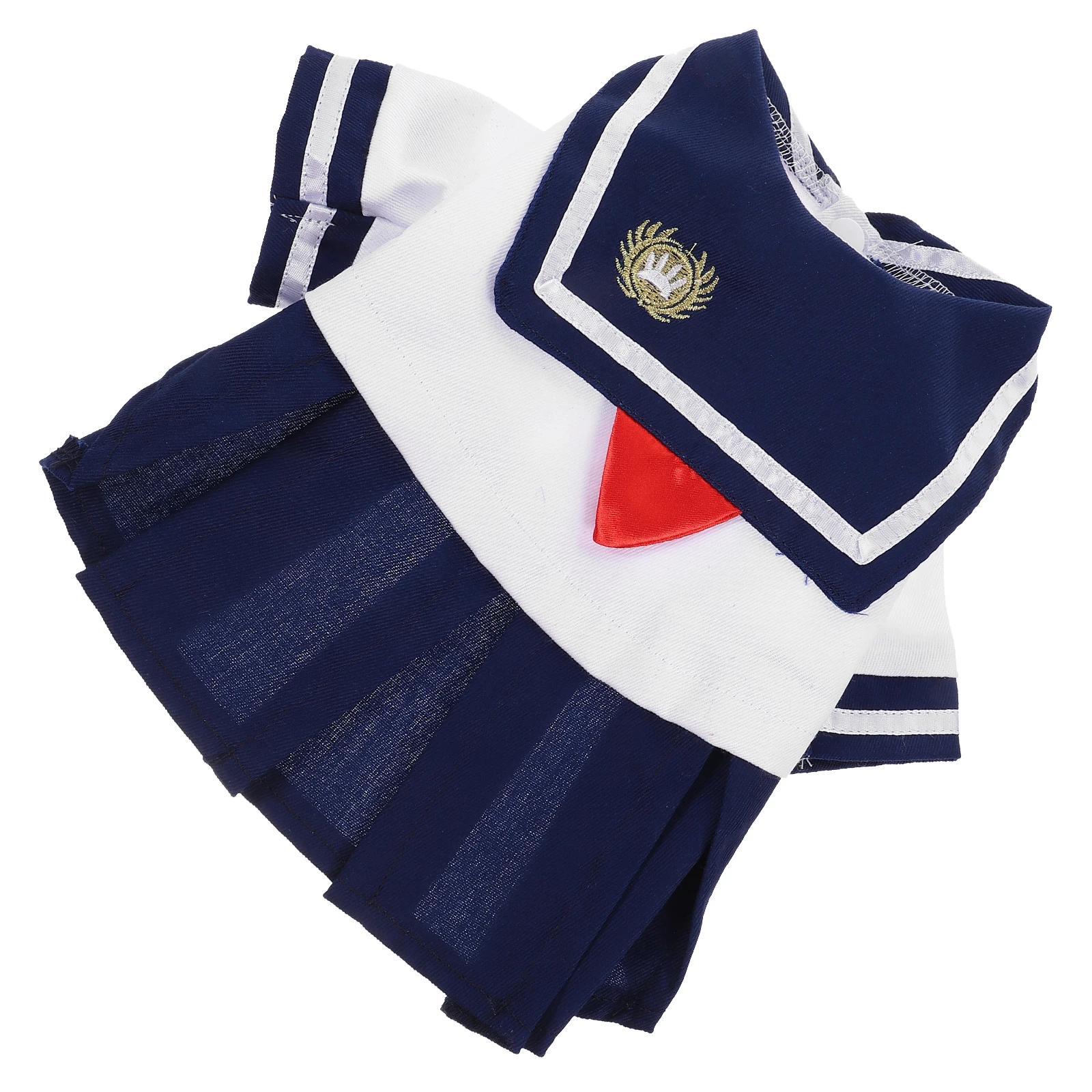 

Pet Navy Captain Costume Red Bow Cute Skirt Warm Cat Dog Clothes S Size Decorative Apparel Comfortable Dresses Photoshoot Gifts