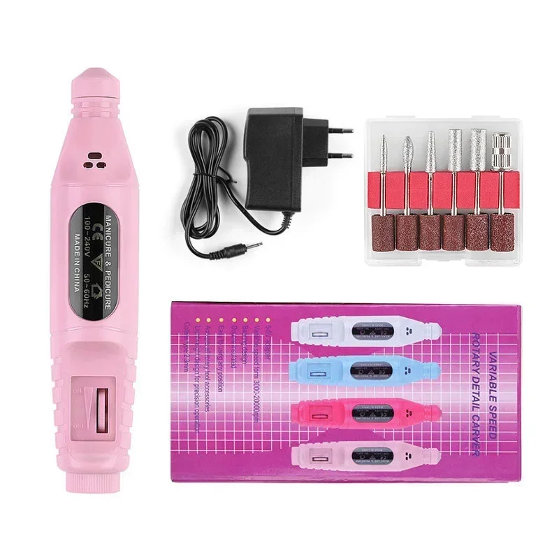 Electric Manicure Tool, Nail Drill Machine with USB Plug, Milling Cutter Set for Gel Nail Polish, Nail Accessories