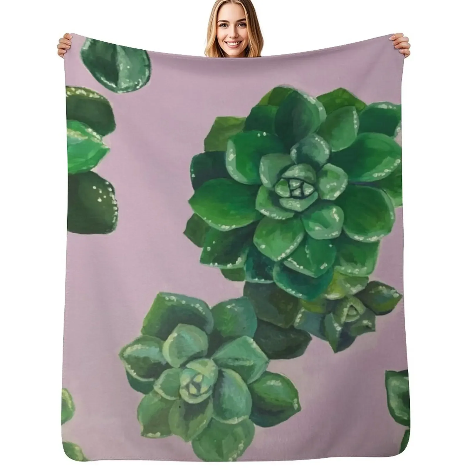

Succulents Throw Blanket Giant Sofa Hair Plaid Personalized Gift Blanket