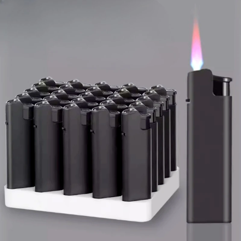 

New Windproof Red Flame Lighter Inflatable Metal Ultra-thin Black Matte Factory Wholesale Smoking Accessories Cigarette Lighter