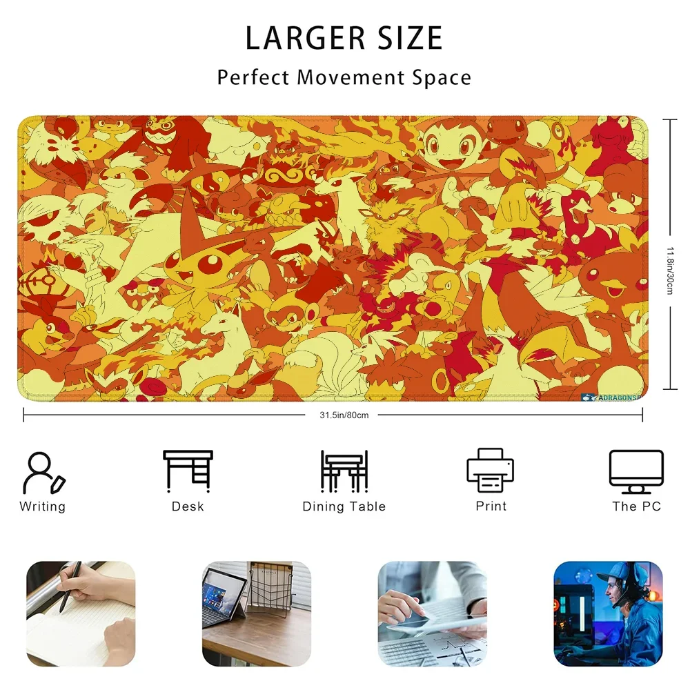 لوحة الماوس P-بوكيمون حصيرة لوحة المفاتيح عدم الانزلاق ملحقات ألعاب الكمبيوتر على حافة ماوس الحصير المطاط Kawaii Mausepad Deskmat الجدول منصات