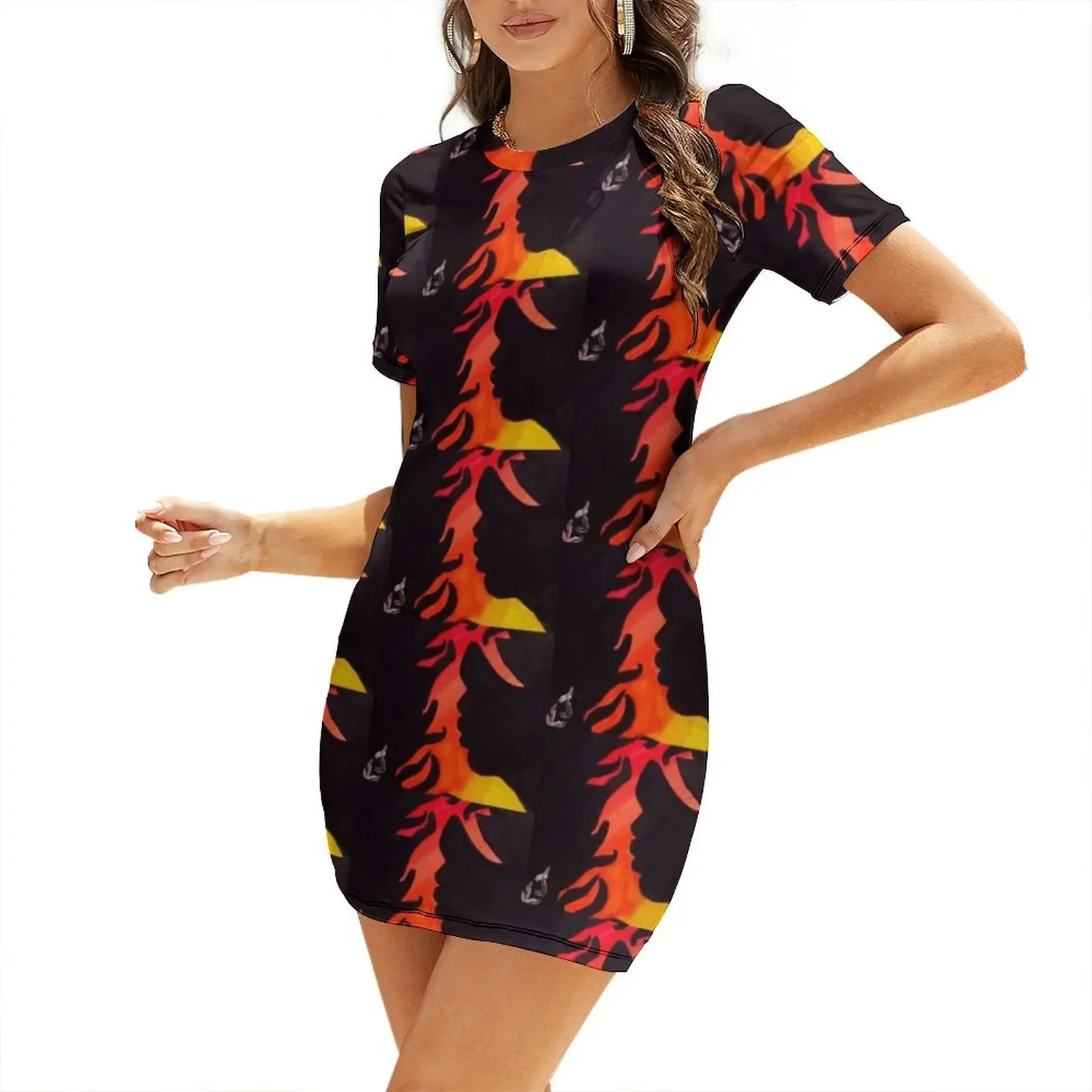

Woman with the fire hair Short-Sleeved Dress sexy dress for women dresses for women 2026
