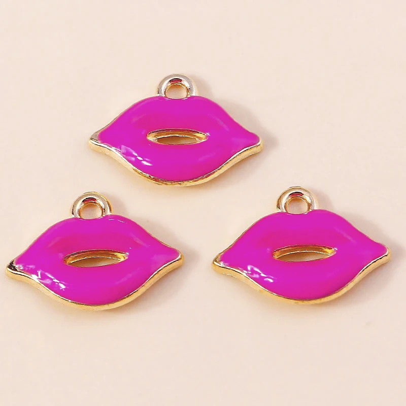 Leslie 10 Stück Mädchen süße Nagellack Lippen rote Lippenstifte Charms für Frauen Ohrringe Armband Halskette Schlüsselanhänger Schmuck Makiing DIY – Detail 10