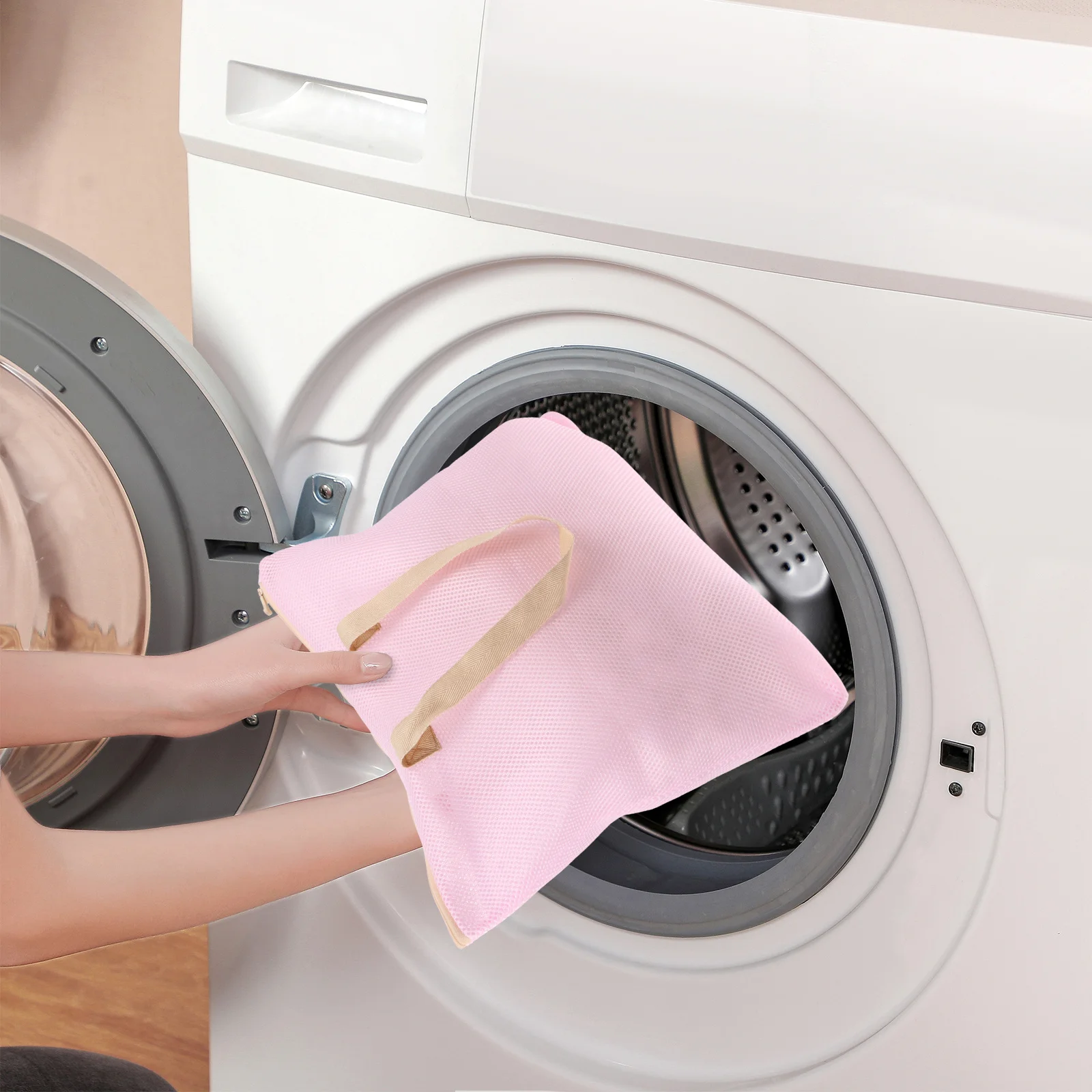 حقيبة غسيل شبكية بمقبض بسحاب للملابس الرقيقة ومنظم الغسالة وحمالات الصدر المنفصلة والملابس الداخلية والجوارب والتخزين والسفر