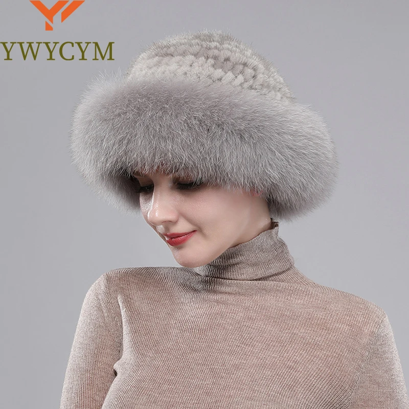 2024 New Girls Quality Soft Genuine Mink Fur Hats Women Winter Luxury Knitted Real Mink Fur Bomber Hat Natural Warm Fox Fur Cap