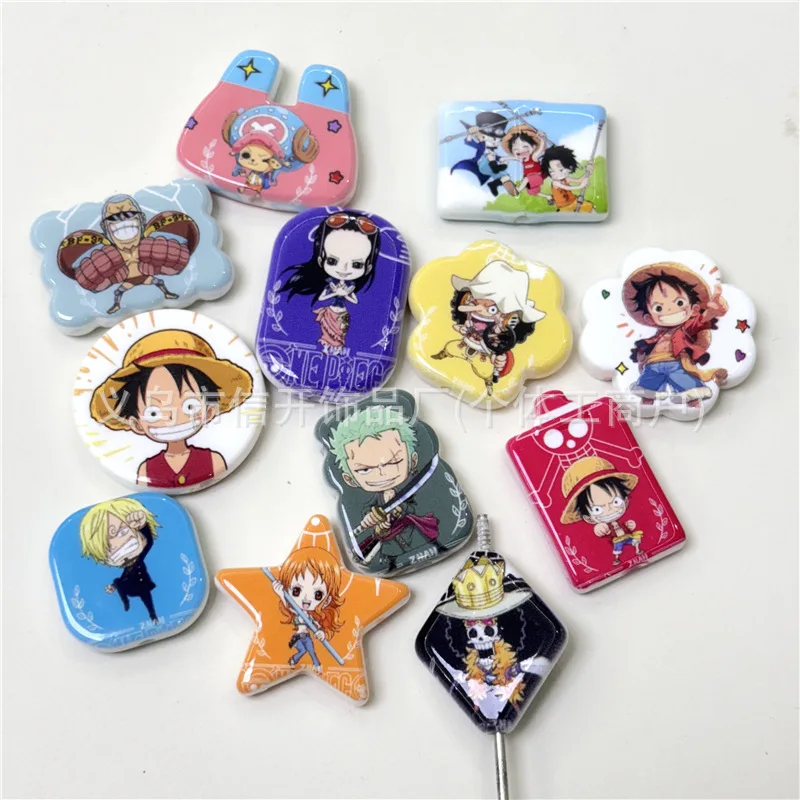 

Цельные бусины из мультфильма аниме Зоро Луффи с принтом инопланетянин, ручная работа, брелки «сделай сам», кулон, декоративные ювелирные изделия, аксессуары, материал