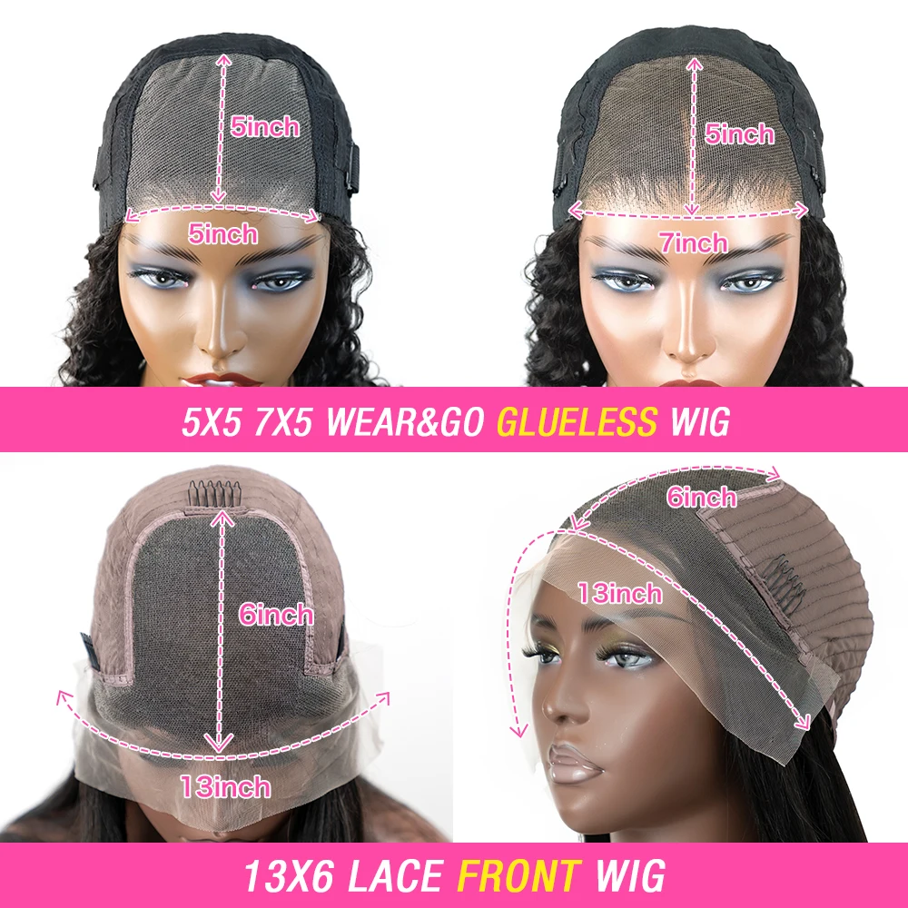 Wig Rambut Asli Model Body Wave Tanpa Lem, Wig Rambut Asli dengan Lace Frontal HD 13x6, Wig Rambut Asli dengan Lace Closure Transparan HD 5x5