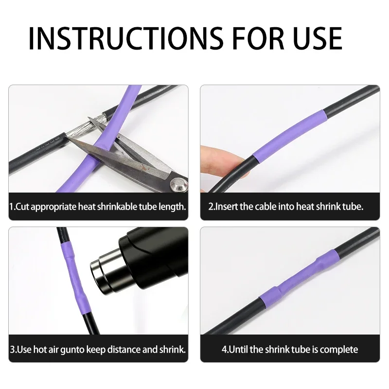 1m - 10m 2:1 Purple Heat Shrink Tube Diameter 1.5mm ~ 50mm Electrical Wire Wrap Cable Protecctor Heatshrink Insulated Sleeving