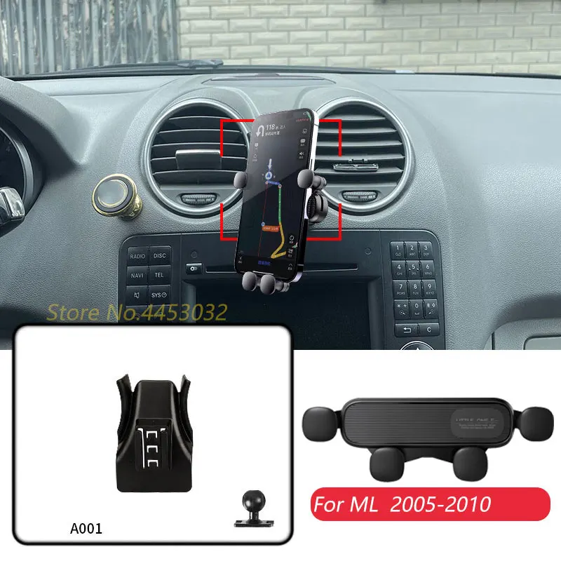 

Автомобильный держатель для Mercedes Benz ML 2005-2010, кронштейн для гравитационной навигации GPS с вентиляцией, горизонтальные аксессуары