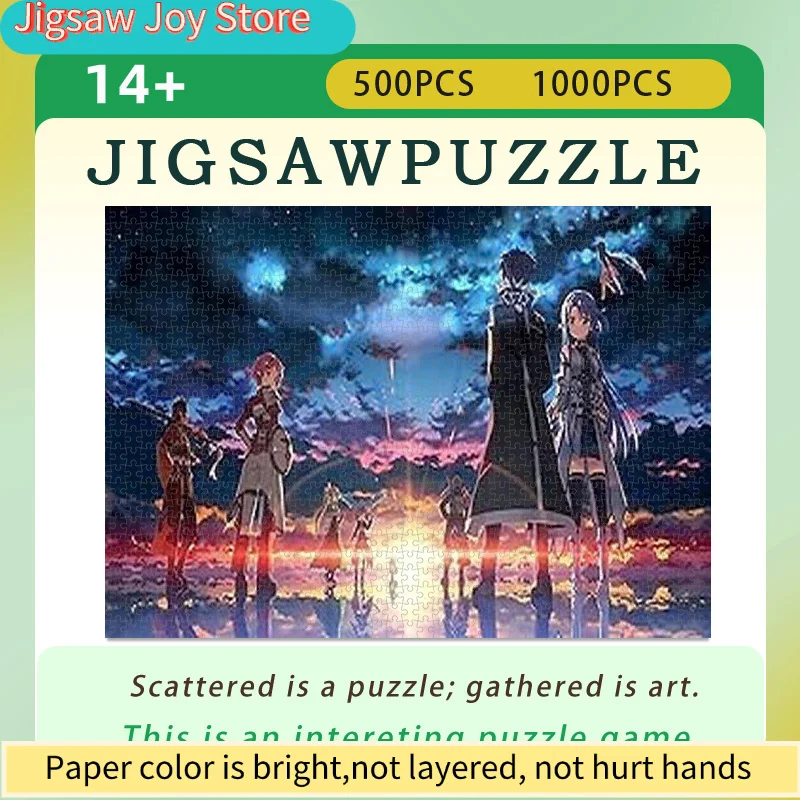 

Аниме-пазл для взрослых: групповые портреты аниме-персонажей и силуэты звездного неба, белые картонные элементы с рельефной поверхностью.