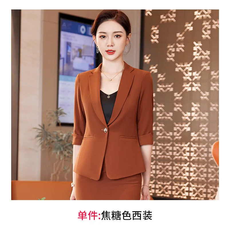 Mid-Sleeve Suit Business Suit Women's Spring and Summer Temperament Goddess Style White Collar Office Wear Hotel Front Desk Mana