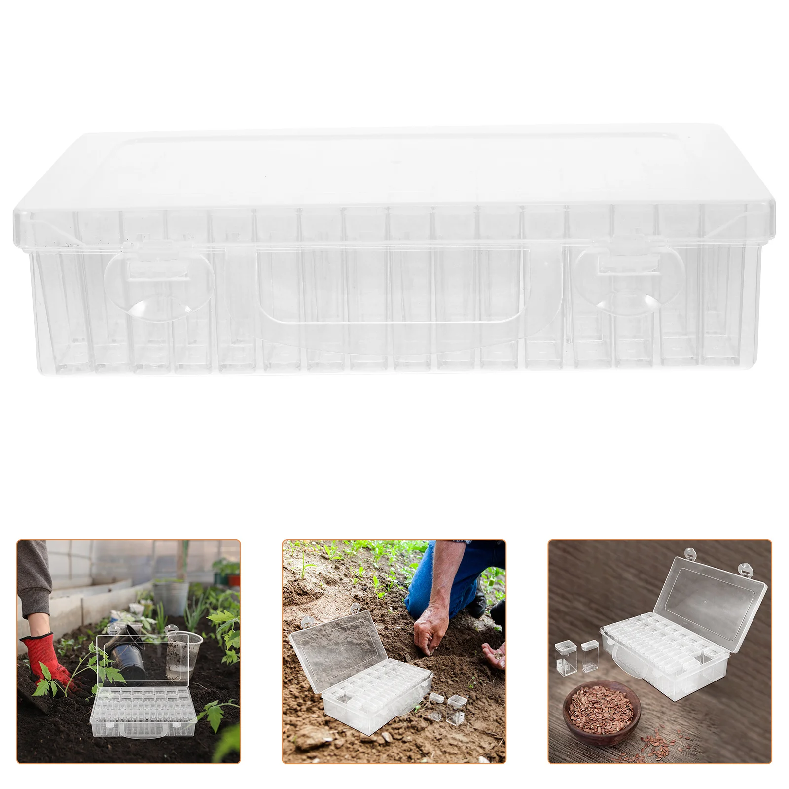 

1 Set Reusable Seed Container Organizer Multi-Function Clear Storage Box Garden Seeds Classification Portable Plastic Divider