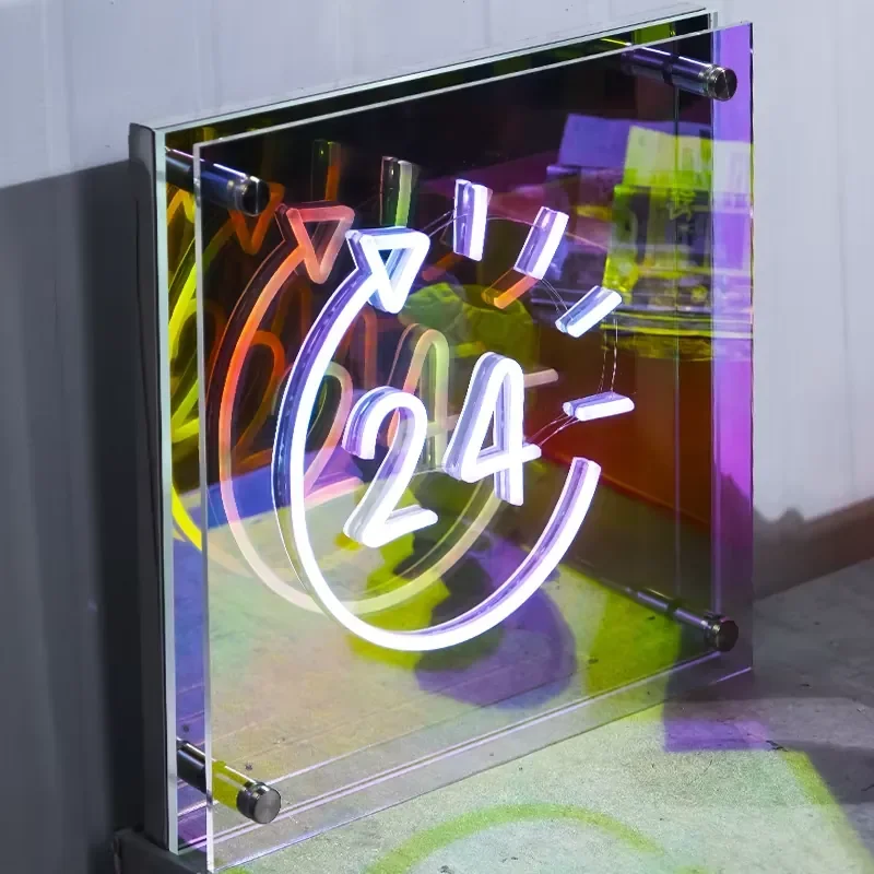 Millennium Mirror Abyss Mirror Light Box Customized Colorful Acrylic Neon Light LED Luminous Character Logo Billboard