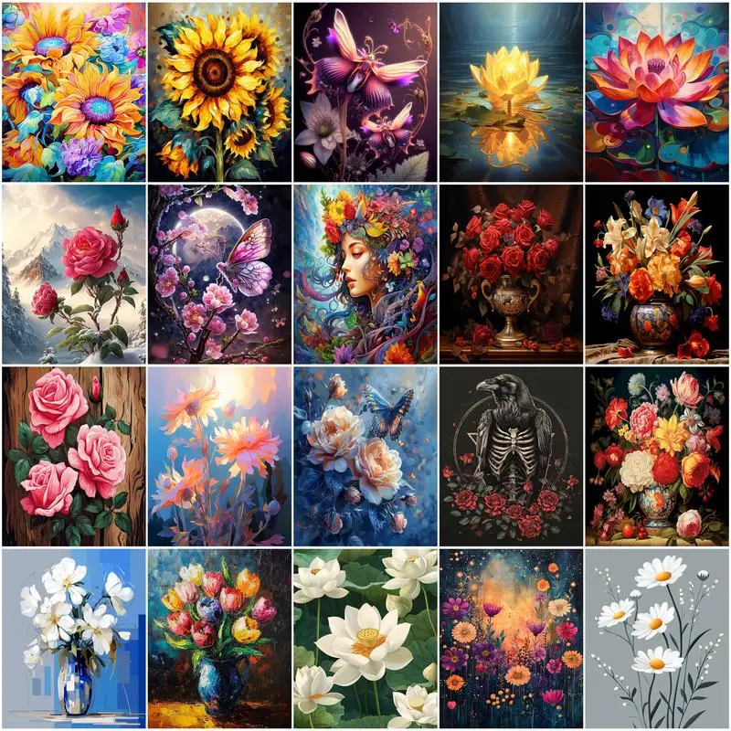 

GATYZTORY Painting By Numbers On Canvas Flowers Drawing By Numbers Diy Set Diy Crafts Supplies Adults Handmade Oil Art Wall Art