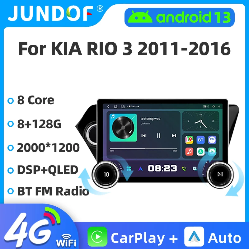 

11.8" 2K QLED 2 Din Android 12 Car Radio For KIA RIO 3 2011-2016 K2 Multimedia Video Player Carplay Stereo RDS Auto DVD WIFI DSP