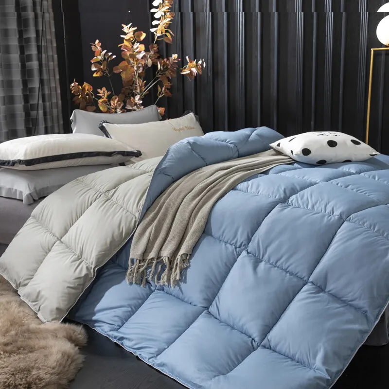 Down Quilt Winter Thick 5kg 4kg 3kg Duvets Edredones Goose Down Comforter Blankets Duvet Pink Grey Blue Beige Bed Chunky