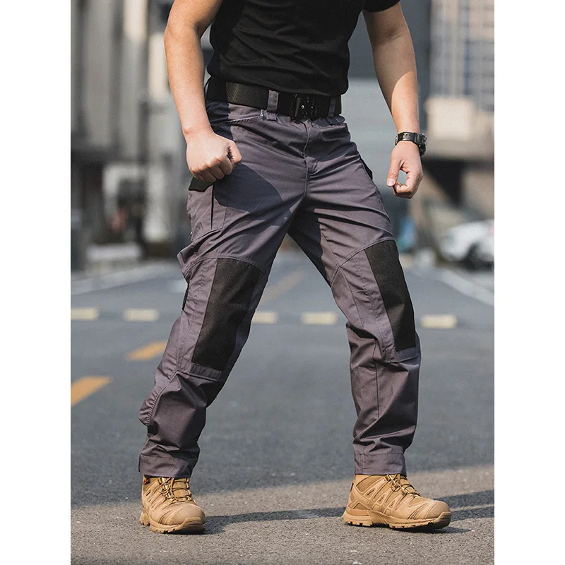 Lynjacye Mens Outdoor Straight Leg Tactical Pants Men\'s Waterproof Work Pants Knee Protection Military Multi Pocket Trousers