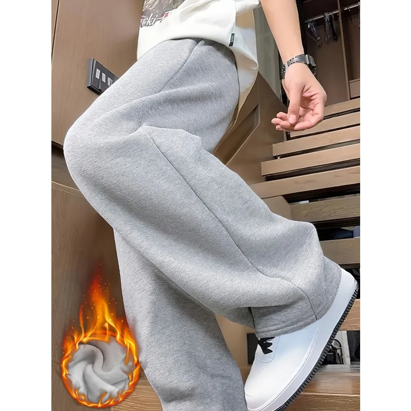 

Мужские бархатные широкие спортивные брюки, зимние модные брендовые свободные брюки на четыре сезона, подходят для мужчин и женщин, повседневные