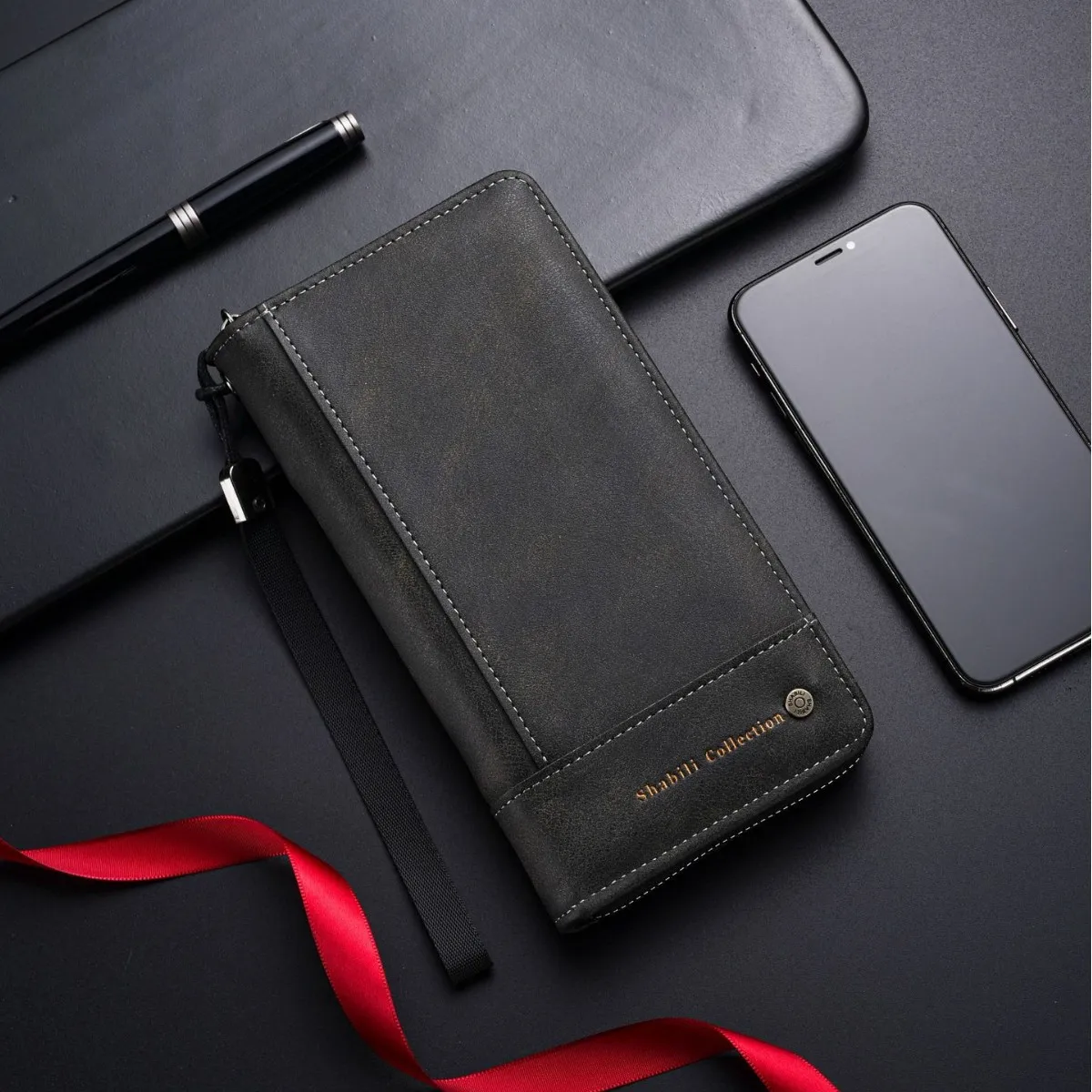 Cartera larga con cremallera para hombre, tarjetero multitarjeta, tarjetero a la moda para hombre, bolso de mano multifuncional de gran capacidad, nuevo estilo