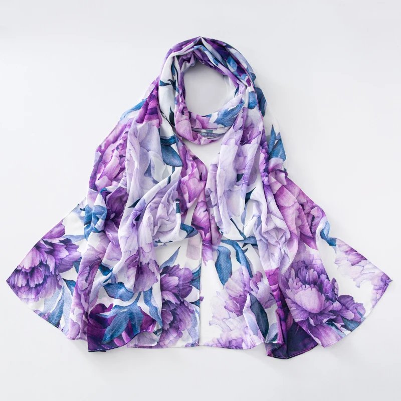 Peony Flower Print Chiffon Hijab Scarf Shawl Women Islamic Muslim Scarves Wraps Lady Echarpe Breathable Foulard Hijabs