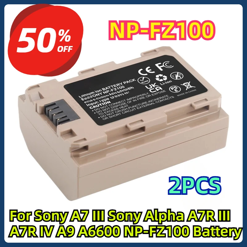 For Sony A7 III Sony Alpha A7R III A7R IV A9 A6600 NP-FZ100 NPFZ100 NP FZ100 Battery 2PCS