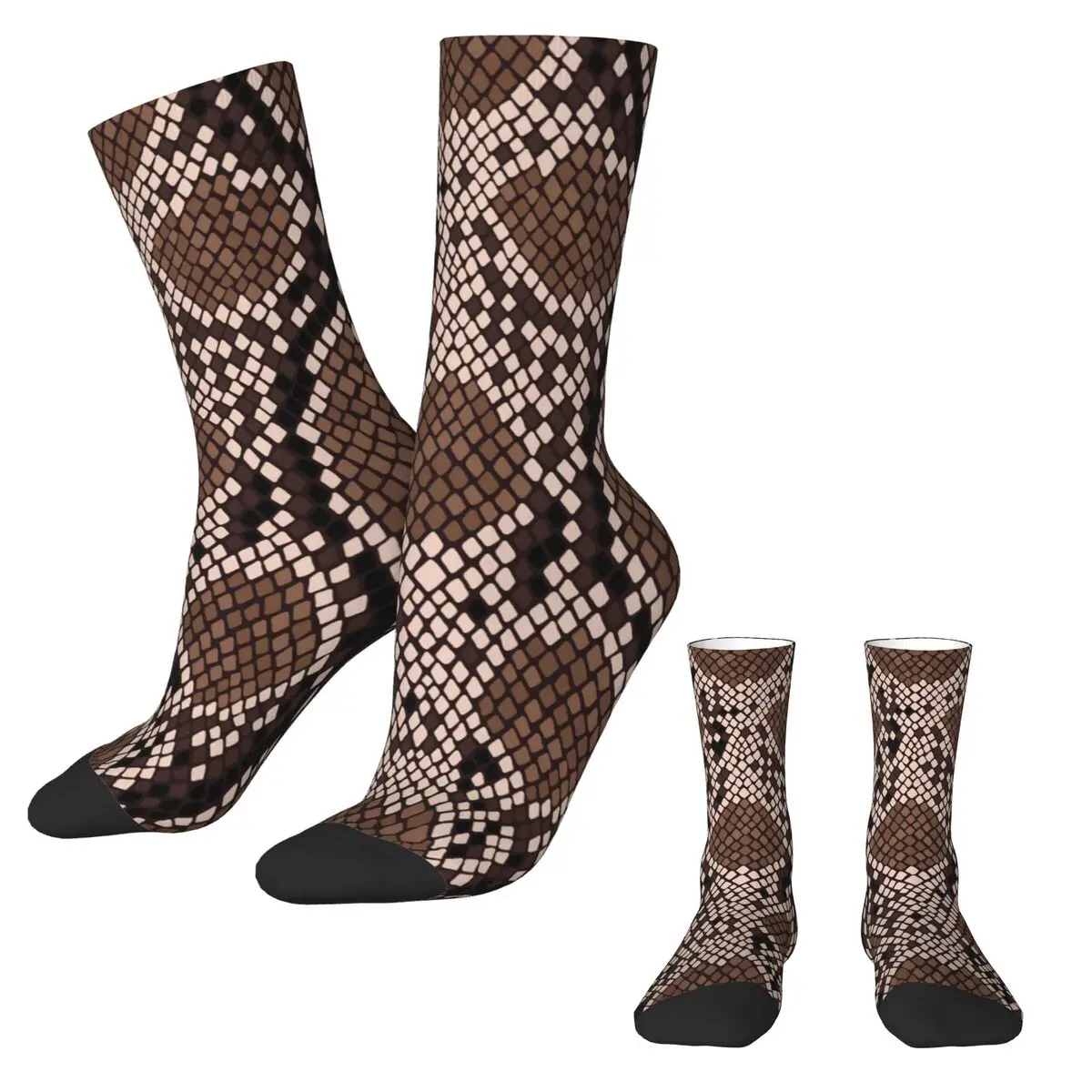 Textured Snakeskin Socks Abstract Animal Funny Stockings Autumn Non-Slip Female Socks Soft Design Cycling Socks