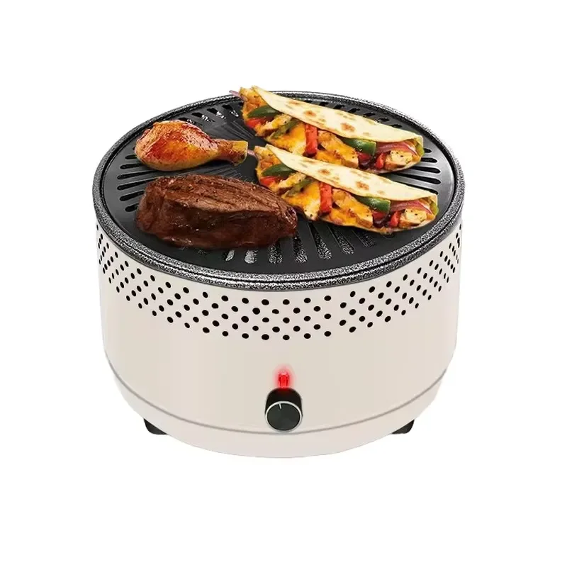 Smokeless Portable Charcoal Grill Stainless Steel Round Pot for Indoor Outdoor Camping Field BBQ Cooking Barbecue Tool Kit
