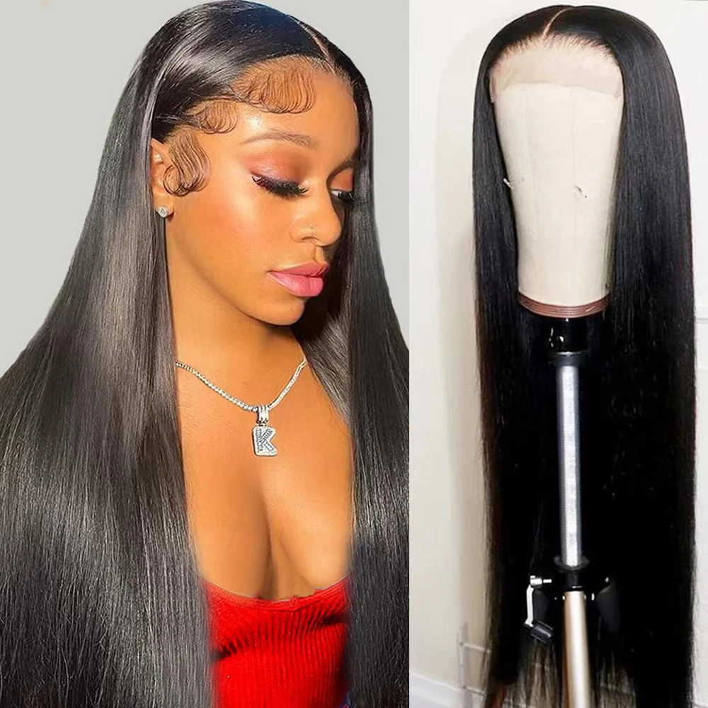 

13x4 HD Natural Straight 200% Density Pre Plucked Wig 13x6 Lace Frontal Wig Human Hair Black Lace Front Wig Human Hair for Women