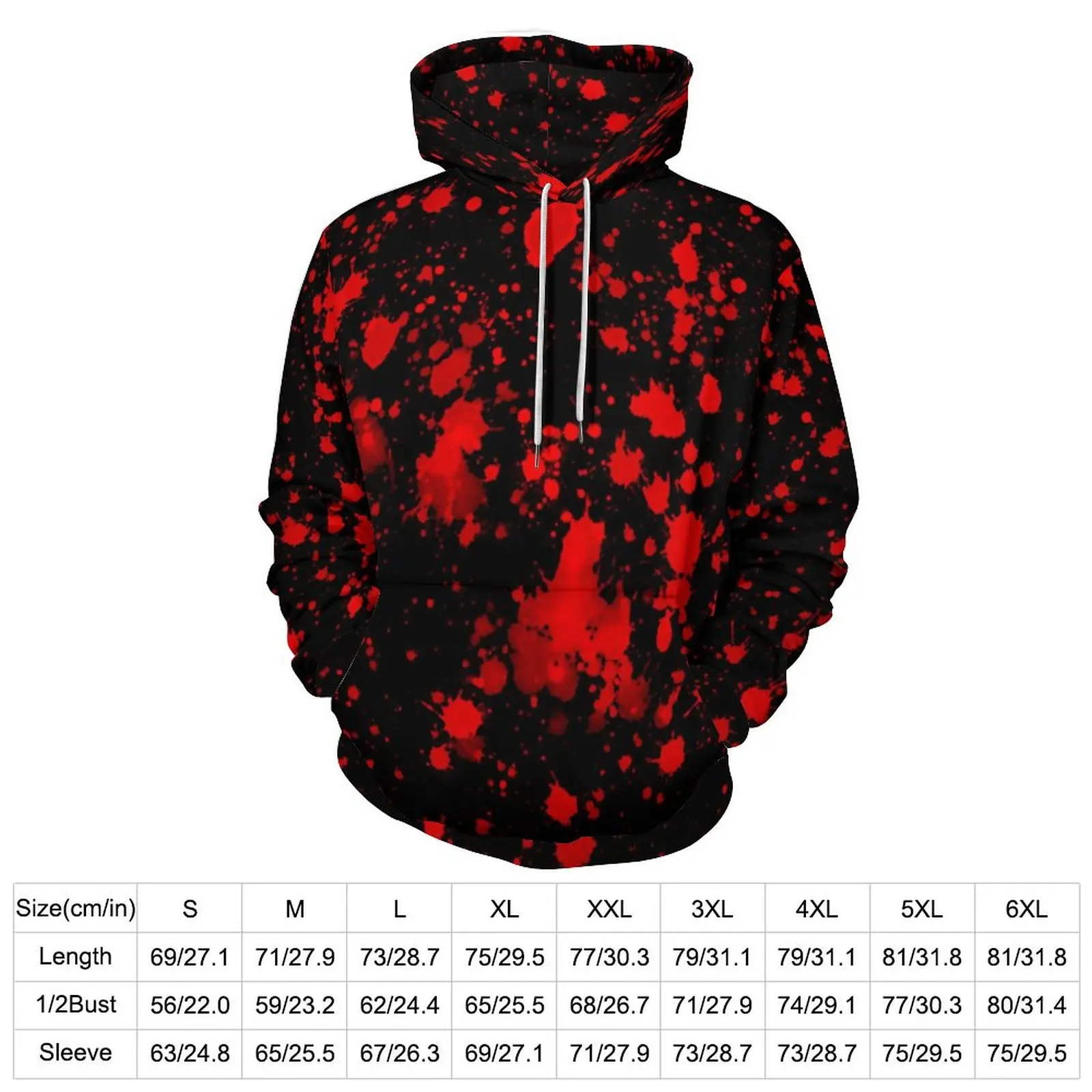 Red Paint Splash Casual Hoodies Abstract Art Loose Hoodie Male Long Sleeve Harajuku Custom Clothing Gift