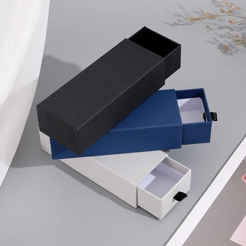 Square Small Gift Boxes Kraft Paper Large Capacity Packaging Box Drawer Style Jewelry Display Box