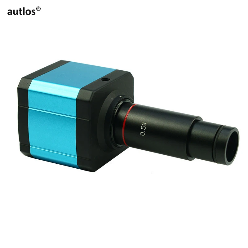 14MP C Mount Digital Microscope Camera 1080P TF Card HDMI-Compatible USB Video Industrial Camera with 0.5X Lens Adapter